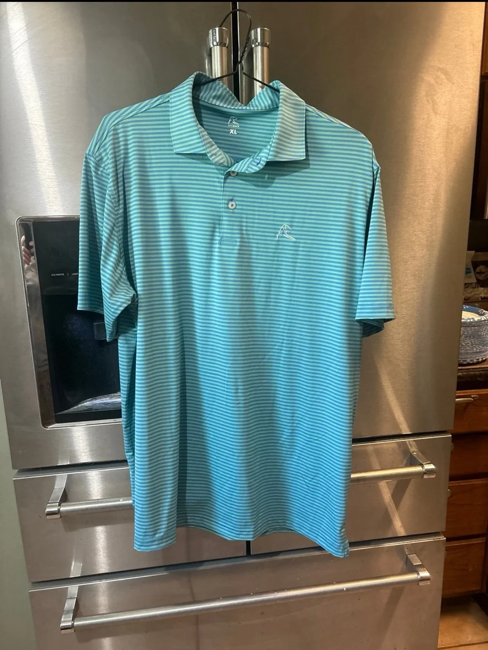 Rhoback Teal and White Striped Performance Polo - Picture 4 of 4